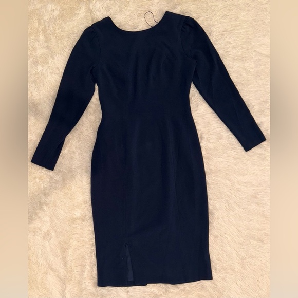 NWOT DRESS THE POPULATION Nadia Long Sleeve Scoop Back Navy Dress sz M - Picture 2 of 7